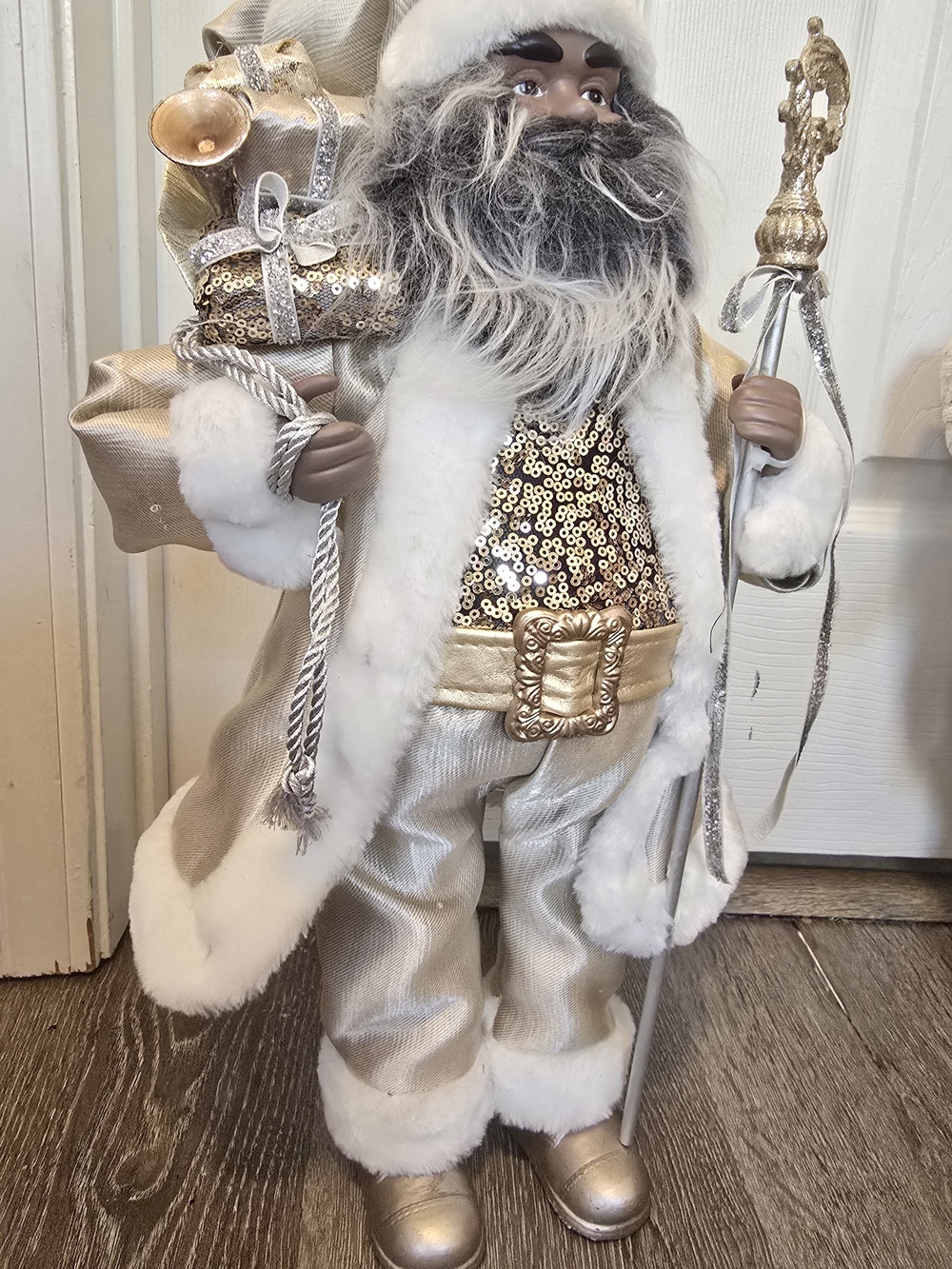 Holiday Santa  - Gold and White